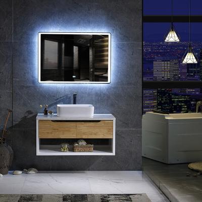 China Chinese Wall Mounted Waterproof Solid Wood Led Mirror Bathroom Cabinets Turkey for sale