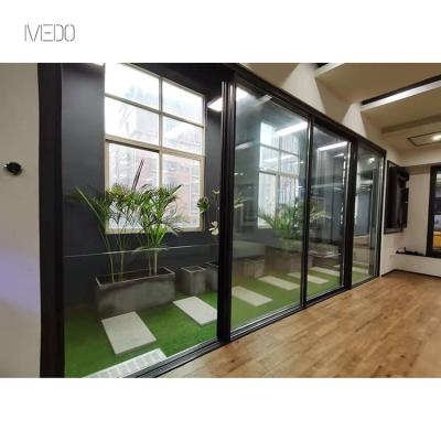 China Cheap Heat Insulation Aluminum Frame Sliding Doors Lowes Glass Patio Doors Glazing Sliding Door for sale