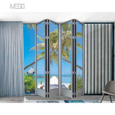 China Exterior Glass Folding Door Patio Folding Door Thermal Insulation Bi Fold Horizontal Soundproof Partition Aluminum Door Folding Doors for sale