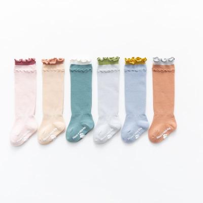 China Autumn Warm Baby Socks Solid Combed Cotton Breathable Newborn Tube Long Bangs High Knee Socks for sale