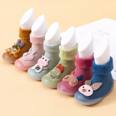 China Antibacterial Funny Animal Rubber Terry Baby Kid Shoes Unique Socks for sale