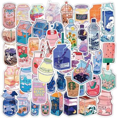 China 50PCS VSCO Cartoon Sticker 50PCS VSCO Beverage Cartoon Stickers Summer Laptop Vinyl Vinyl Water Bottle Waterproof Laptops Bike for sale