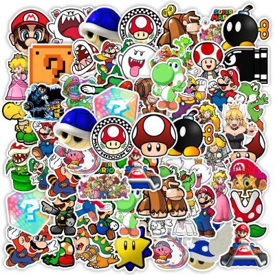 China Cartoon Sticker 50 Set Super Mario Non-Repeating Stickers Waterproof Skateboard Travel Suitcase Phone Vinyl Stickers for sale