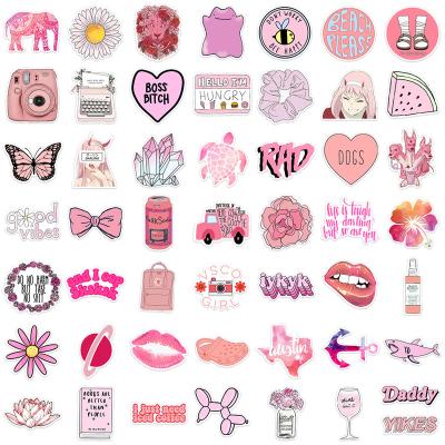 China Cute Cartoon Sticker Pink Phone Stickers, Aesthetic Fashionable Computer Reusable Stickers for Girls and Teenagers for sale