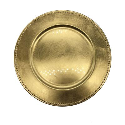 China Disposable Luxury Dishes Harden Dish Tray Golden Stainless Steel Korean Barbecue Coffee Thickened Gold Charger Dishes Wedding for sale