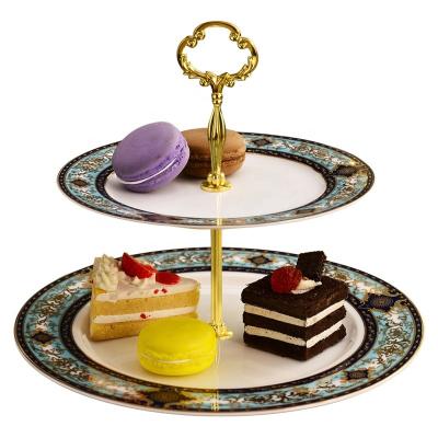 China Disposable European cheap luxury blue color cupcake dinner banquet fine china dishes for sale