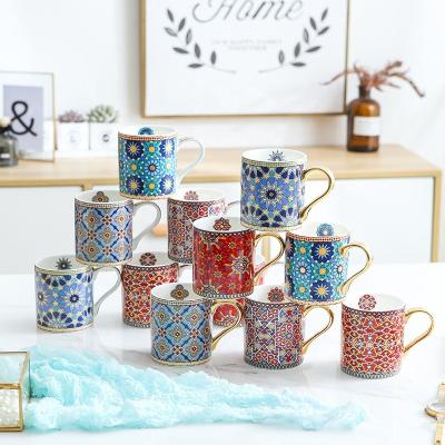 China Viable Gold European Style High-end Mug Description Style Water Cup Office Tea Cup Moroccan Coffee Mug for sale