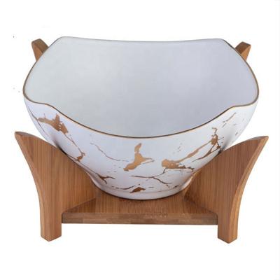 China Gold Marble Gold Marble Fruit Salad Bowl Fruit Salad Bowl Stocking Hotel White Ceramic Vegetable Bowl Disposable Ready To Ship Disposable Share Kitchen for sale