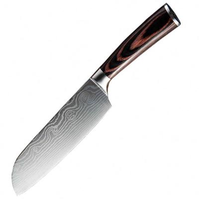 China Stocked 7 inch Santoku knife with pakkawood chef knife japanses knife hot sale in amazon for sale