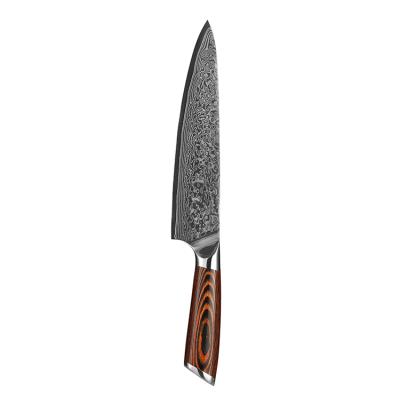 China Stocked New Product Professional Damascus Steel 8 Inch Chefs Knife Natural Pattern Kitchen Knife for sale