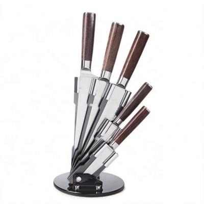 China 6pcs 7CR17 Disposable High Carbon Steel Kitchen Knife Set With Acrylics Knife Holder for sale