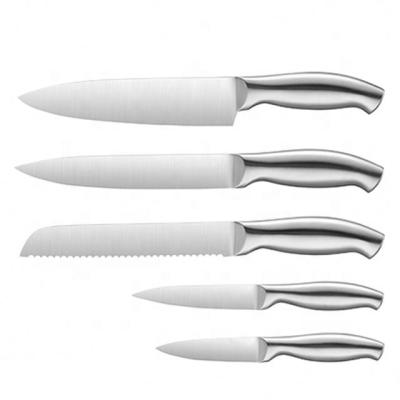 China Stocked 5 Piece Stainless Steel Kitchen Knives Set With Hollow Handle for sale