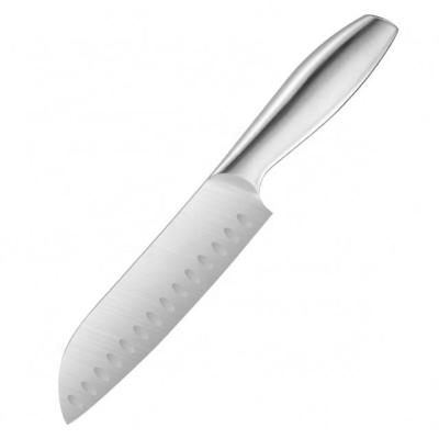 China 7 Inch Stocked Santoku Knife With Hollow Handle Be Suitable For Cutting Meat In Family for sale