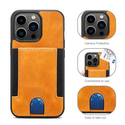 China Shockproof Elastic Band Insert Card For iphone 13 Pro Max Phone Case Protect With Bags And Leather Back Cover Cell Phone Case for sale