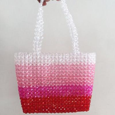 China New Style Handmade Chic Women's Handmade Acrylic Beaded Ombre Tote Shoulder Tote Bag for sale