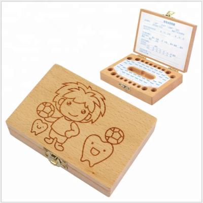 China Viable Memorial Gift Milk Teeth Storage Box Baby Hair Preservation Wooden Box for sale