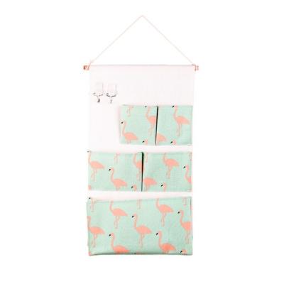 China New Design Stock Flamingo Color Cotton Viable Storage Pouch Organizer for sale