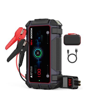 China Car Battery Start 2000A Peak 16800mAh Car Jump Starter Jump Boxes For Vehicles Fast Wireless Battery Charging Pack (12V 8L Gas/6.5L Diesel Engine) for sale