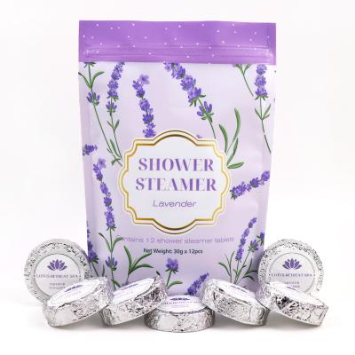 China Wholesale OEM ODM Vegan Natural Cruelty Free Shower Steam Aromatherapy Essential Oil Bath Relief Tablet 30g for sale