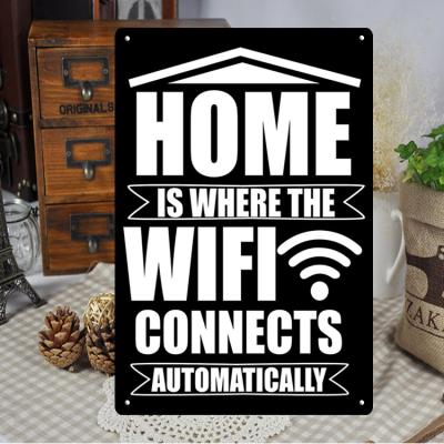 China Hot Sale Europe Wifi Metal Wall Decor Signs For Bar Cafe Hotel Bathroom Custom Design Home Decor Free Wifi Or No Warning Wifi Tin Sign for sale