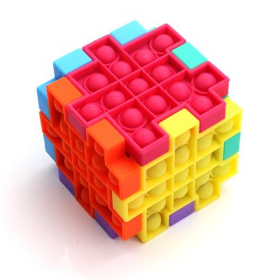 China Funny Educational Autism Needs Stress Reliever Poping Cube Shaker Person Special Toy Silicone Push Its Bubble for sale