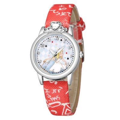 China Fashion Water Resistant Girls Cartoon Watches Leather Crystal Princess Dial Quartz Watch Clock Kids Watch Gift for sale