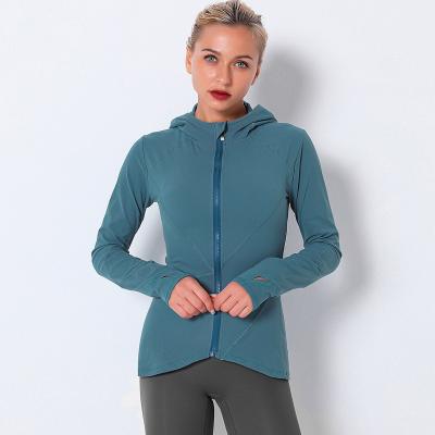 China Breathable Warm Sports Zipper Shirt Plastic Top Hooded Yoga Clothes Quick Dry Exercising Workout Long Sleeve for sale