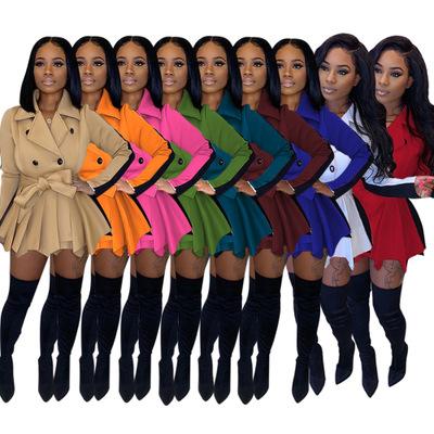 China Viable Hot Style Solid Color Long Sleeve Thickened Casual Coat For Women With Butt Wrap Skirt Dress for sale