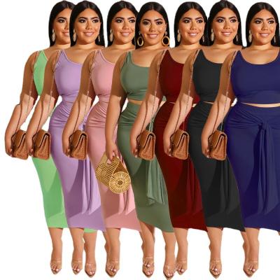 China 2021 new arrival casual women's plus size two-piece set t-shirts and dress anti-static plus size underwear for sale