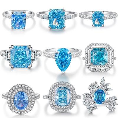 China CLASSIC Cut S925 Sterling Silver Natural Blue Zircon Diamond European High Carbon And American Ice Flower Fragmented Flower Set Diameter for sale