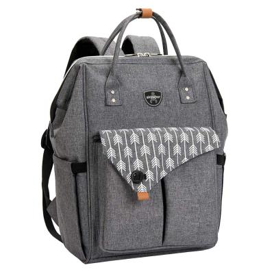 China Luxury Bottle Warmer Stroller Gray Rucksack Baby Nappy Diaper Bag Hard Material Resistant Backpack Designer Mens Mum Mother Backpack for sale