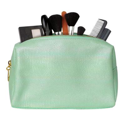 China Women Girls Beauty Fashion Travel Waterproof Outdoor PU Leather Green Cosmetic Bag Custom Convenient Makeup Pouch for sale