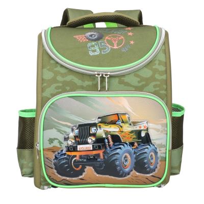 China Polyester Supplier Customized High Quality Green Children Book Pack Children School Bag Cartoon Printing Backpack With Breathable Shoulder Straps for sale