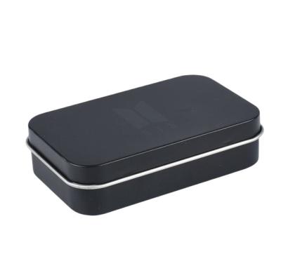 Chine FDA Matt Black Rectangular Tin Box avec l'étain articulé de menthe en métal de couvercle à vendre