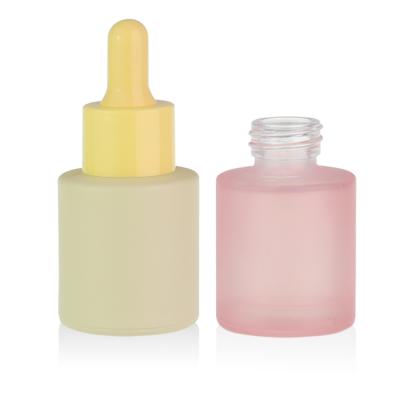 China Cosmetic Customize Serum Packaging 20ml 30m Shoulder Flat Pink Essential Oil Bottle 15ml Cute Pastel Color Glass Droppers for sale