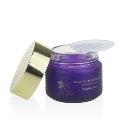 China Customized Empty Glass Jar Purple Gold Cosmetic Glass Aluminum Cap Skin Care 10g 30g 50g 100ml Cream Color Jar Moisturizer Cream for sale