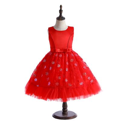 China Hottest 2021 girls washable and high end kids' evening dresses are delivered by high quality manufacturers red for sale