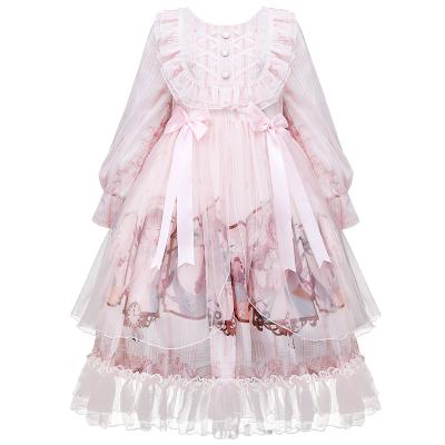 China Kawaii Washable Girls Lace Lolita Princess Bow Dress Sweet Spring Clothes For Kids for sale