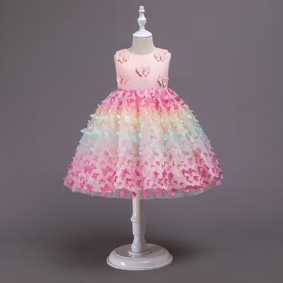 China MENGQIAI Little Girl Dress Princess Skirt Children Breathable Colorful Butterfly Party Dress 2021 New JMT04 for sale