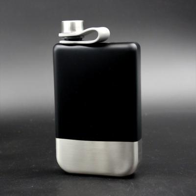 China Printing Style Customized Paint Black Single Wall Stainless Steel Hip Flask With Lid 8oz for sale