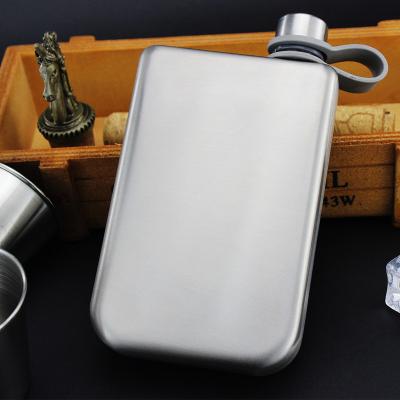 China Metal Wine Bottle Outdoor Flat Square Shaped 304 Stainless Steel 9oz Hip Flask for sale