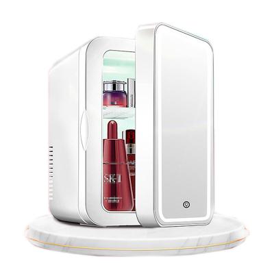 China Custom absorption 8L small mini mini cosmetic skin care beauty makeup fridge cost with mirror fridges nevera small fridge for sale