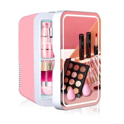 China Custom Cosmetic Absorption 8L Mini Beauty Makeup Skincare Beauty Skin Care Make Up Refrigerator With Mirror Glass Door for sale