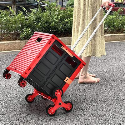 China Eco - Friendly Small Mini Supermarket Pick Up Portable Folding Shopping Cart Trolley With Seat for sale