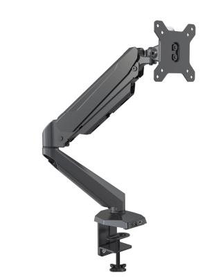 China Metal Mounts Shock Absorber Base Height Adjustable Stand Computer Monitor Arm With USB Port for sale