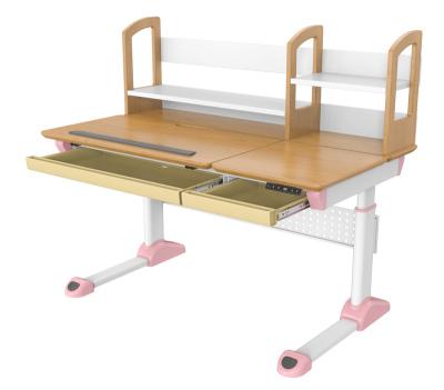 China Ergonomic Height Adjustable Pink (Height) or Blue Kids Learn Workstation with Drawer and Storage Shelf for sale