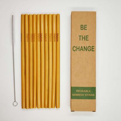 China 2020 Factory Price Reusable High Quality Sustainable Biodegradable Bamboo Drinking Straw With Logo Customized for sale