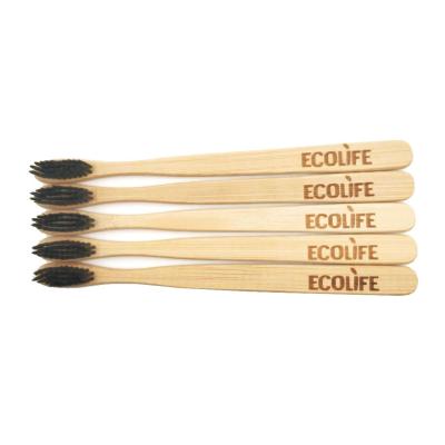 China Amazon Home Hot Selling 2021 Eco-friendly Natural Biodegradable Charcoal Wooden Bamboo Toothbrushes 4sets Packed for sale