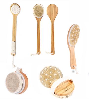 China EXFOLIATE Eco-Friendly Wholesale Custom Logo Hot Sale Bamboo Handle Natural Dry Skin Body Bath Brush With Customized Package for sale