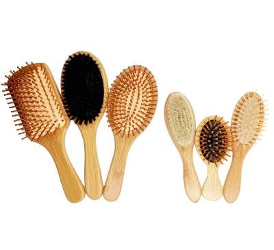 China Customizable logo Waterproof Organic Hot-selling Anti-static Bamboo Bamboo Hairbrush for All Hair Types for sale